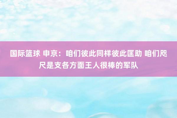 国际篮球 申京：咱们彼此同样彼此匡助 咱们咫尺是支各方面王人很棒的军队