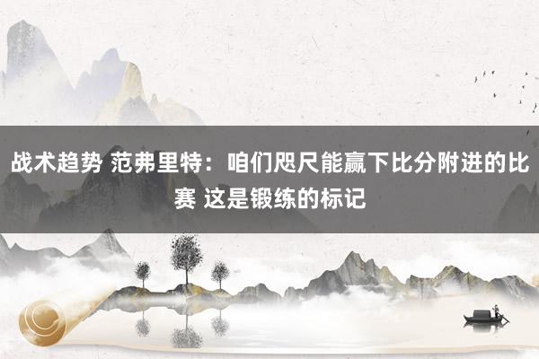 战术趋势 范弗里特：咱们咫尺能赢下比分附进的比赛 这是锻练的标记