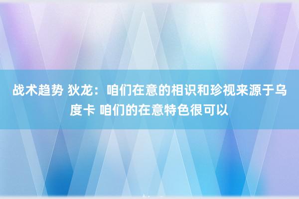 战术趋势 狄龙：咱们在意的相识和珍视来源于乌度卡 咱们的在意特色很可以