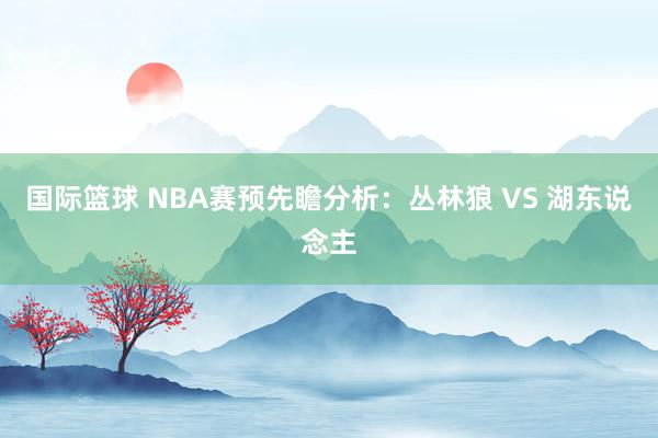 国际篮球 NBA赛预先瞻分析：丛林狼 VS 湖东说念主