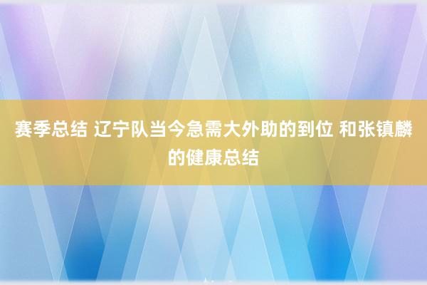 赛季总结 辽宁队当今急需大外助的到位 和张镇麟的健康总结