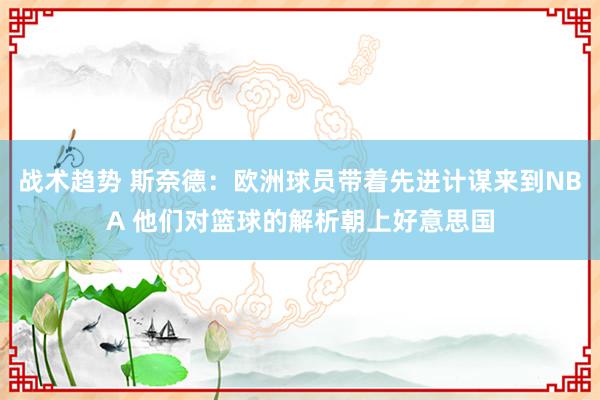 战术趋势 斯奈德：欧洲球员带着先进计谋来到NBA 他们对篮球的解析朝上好意思国