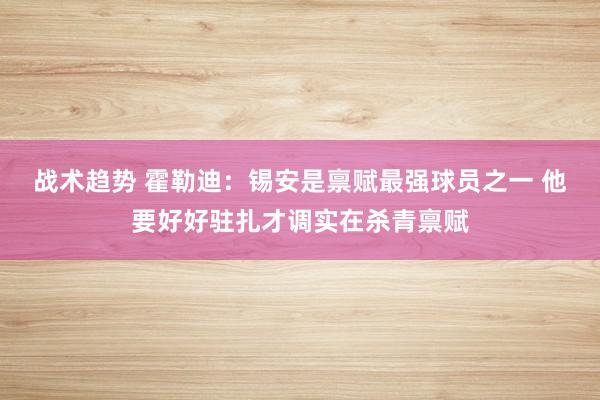 战术趋势 霍勒迪：锡安是禀赋最强球员之一 他要好好驻扎才调实在杀青禀赋